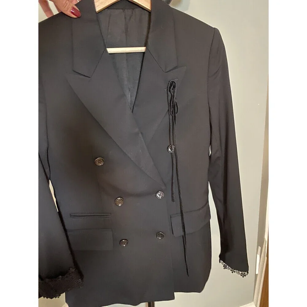 The Kooples Women's Double-Breasted Blazer Black Size 32 $725 - Picture 8 of 14